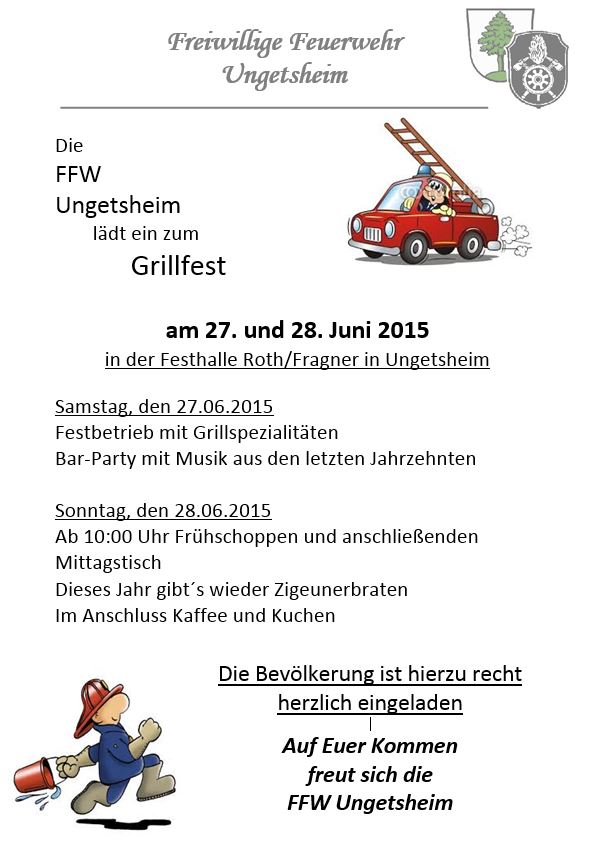 Einladung Grillfest Ungetsheim