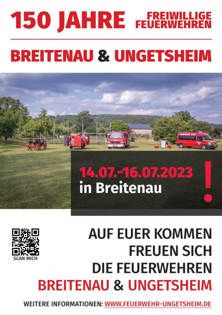 Flyer Einladung 150 Jahre FFW Breitenau Ungetsheim